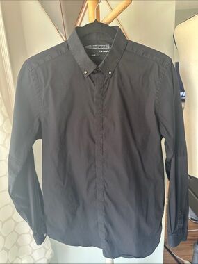 THE KOOPLES Black Button-Down Up Dress Shirt Slim Fit Size Small Made in Poland